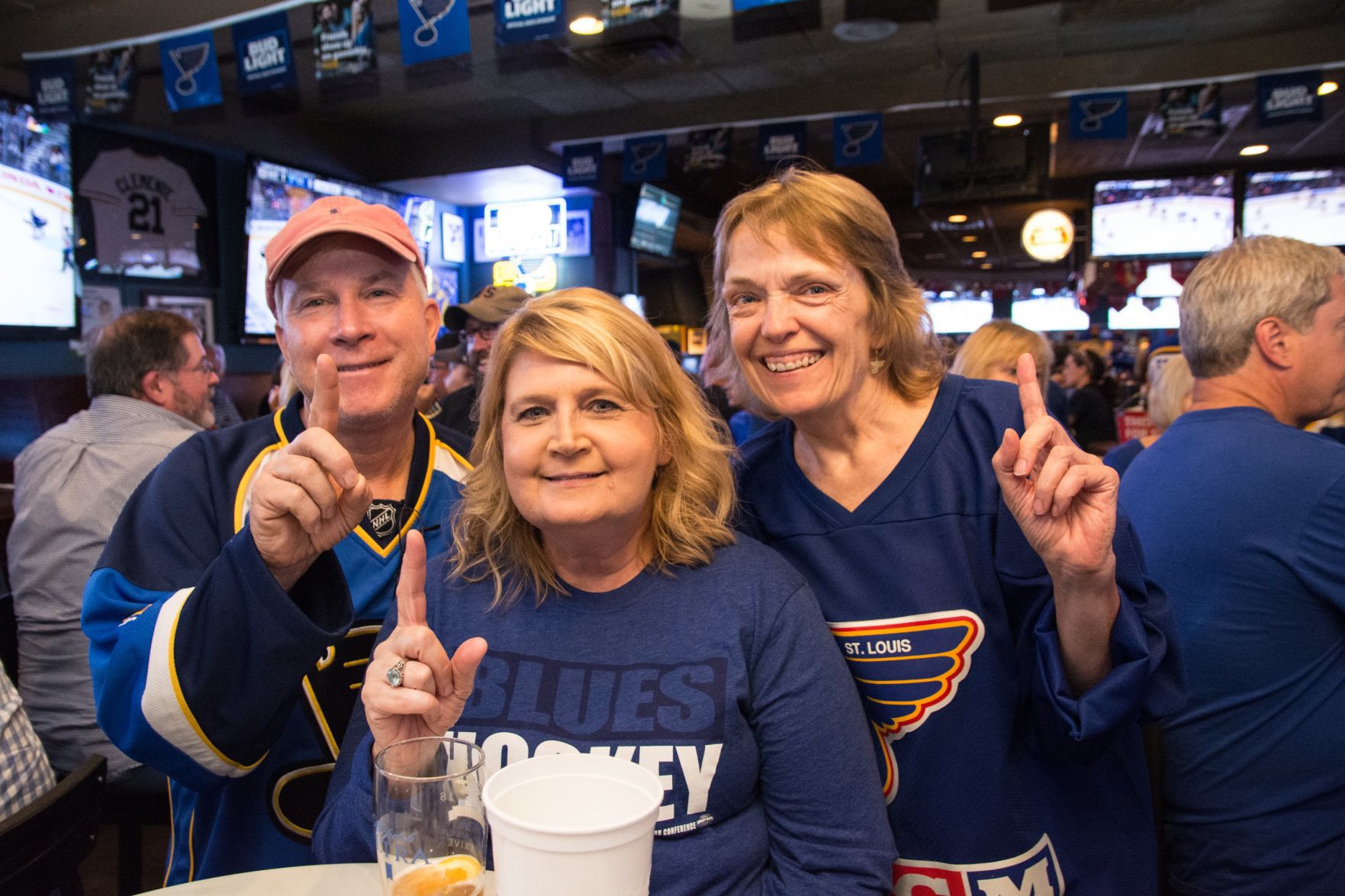 Blues Fans at Syberg's on Dorsett during Stanley Cup Final Game